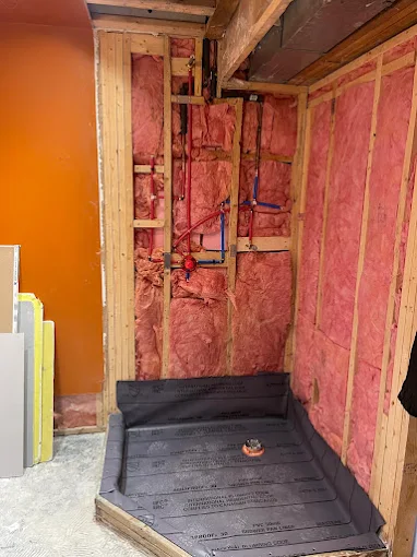 Bathroom shower rough-in plumbing in North York